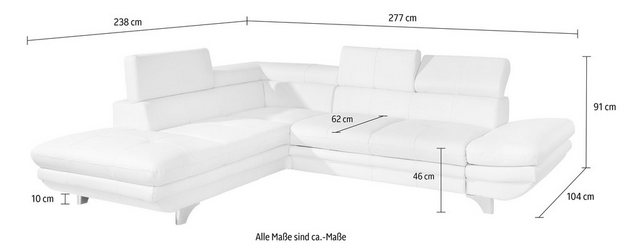 COTTA Ecksofa "Enterprise L-Form", mit Kopf- und Armteilverstellung, wahlwe günstig online kaufen