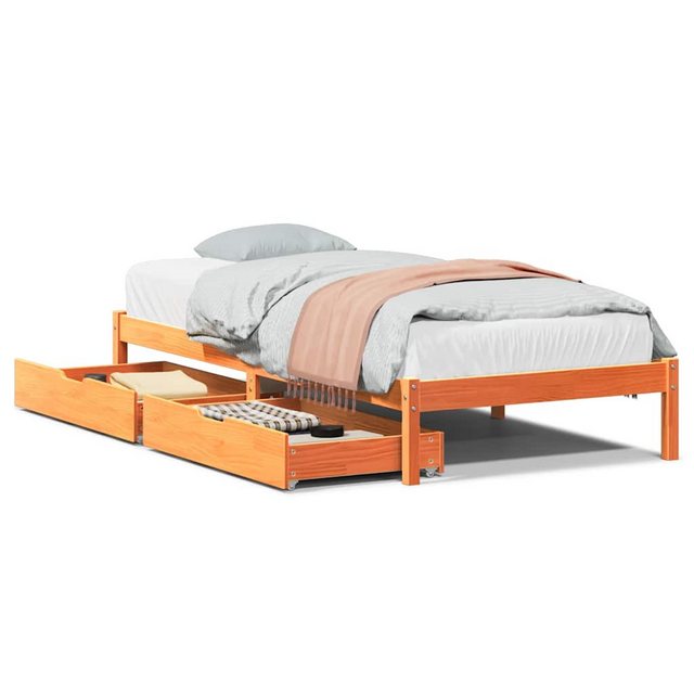 vidaXL Bett, Massivholzbett ohne Matratze Wachsbraun 90x200 Kiefernholz günstig online kaufen