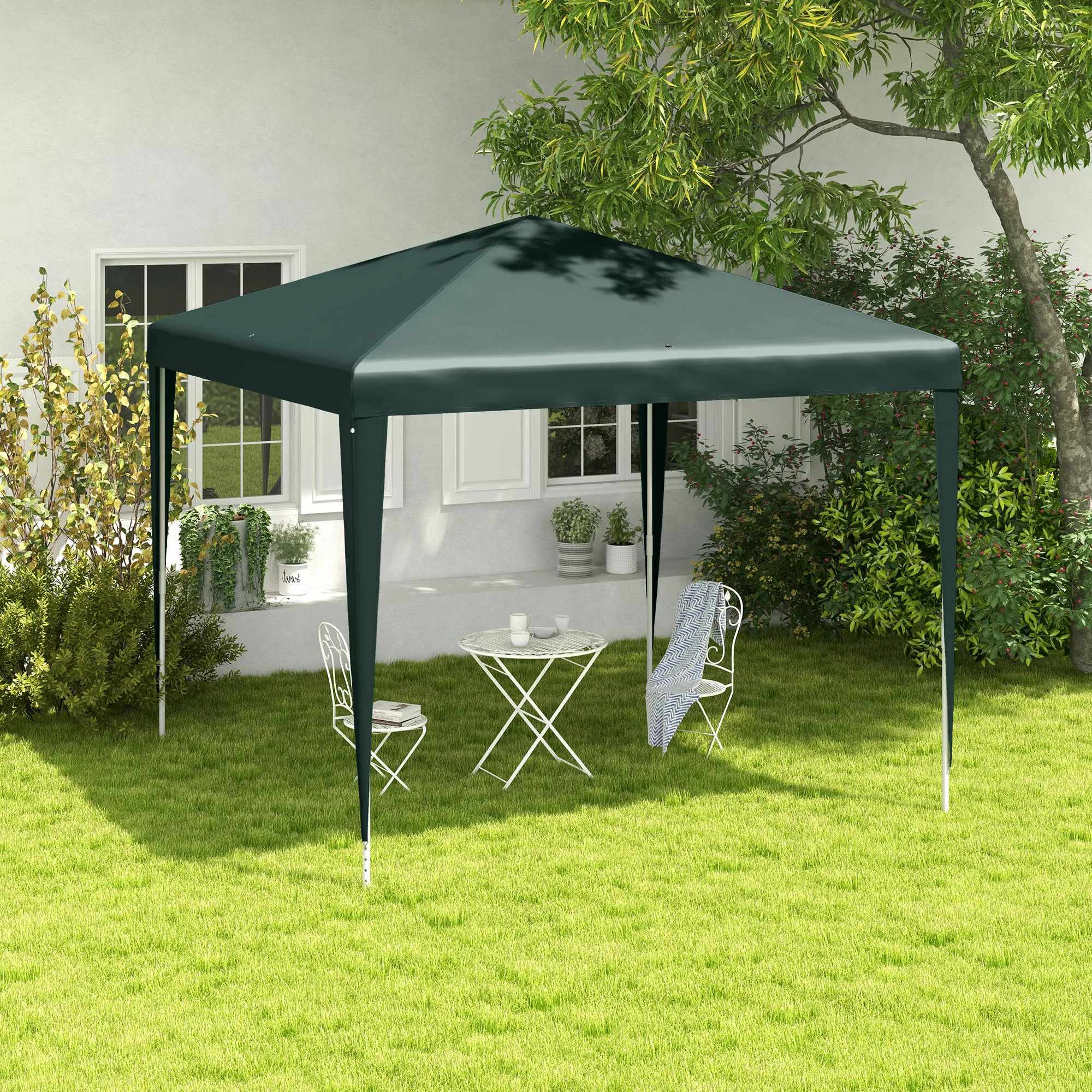 Outsunny Pavillon 2,7 x 2,7 m Partyzelt Gartenpavillon Festzelt für Balkon günstig online kaufen