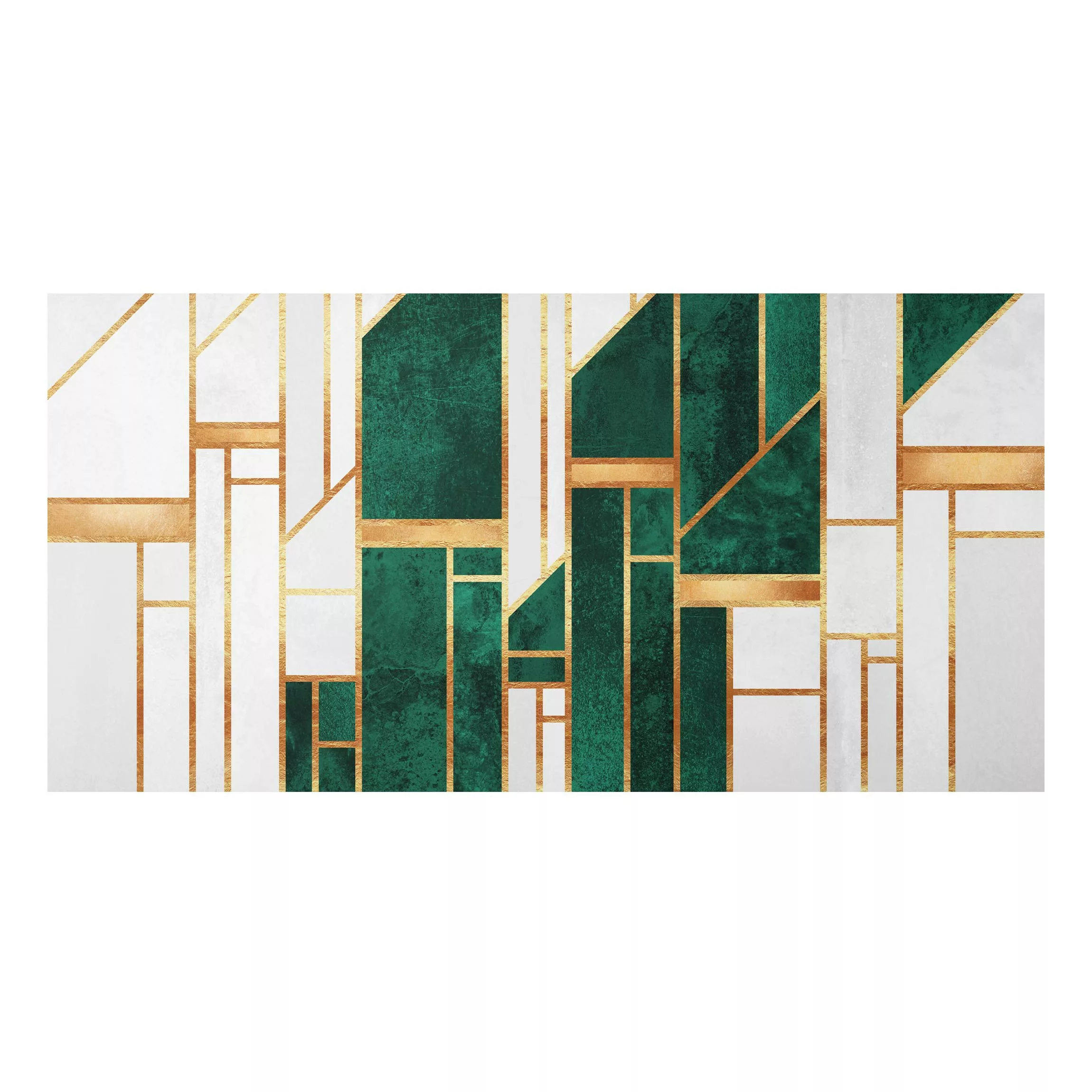 Alu-Dibond Bild Emerald und Gold Geometrie günstig online kaufen