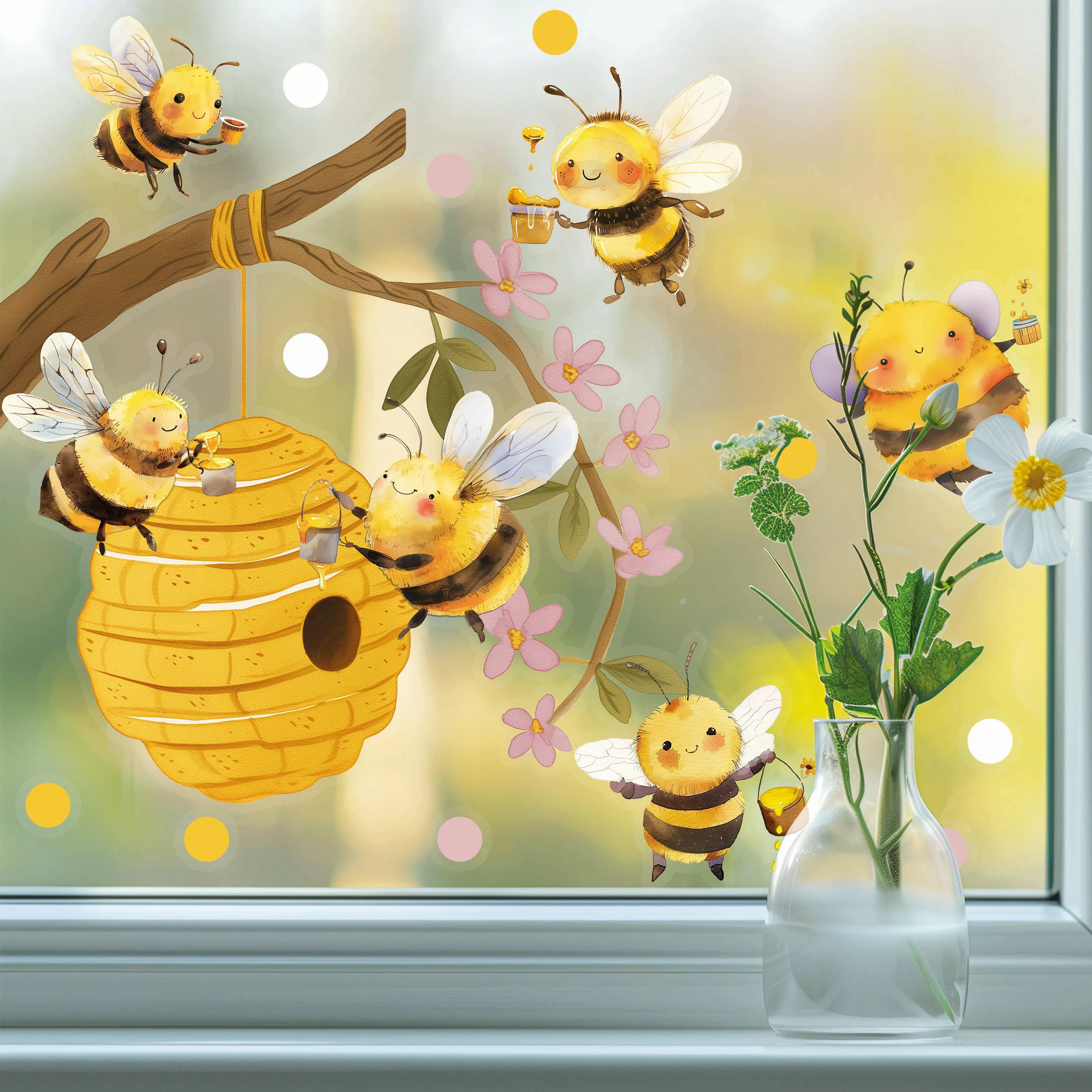 Sunnywall Fensterdekoration wiederverwendbares Fensterbild Bienen auf günstig online kaufen