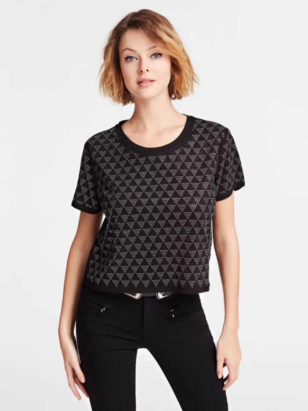 T-Shirt Strass-Dreiecke Allover günstig online kaufen