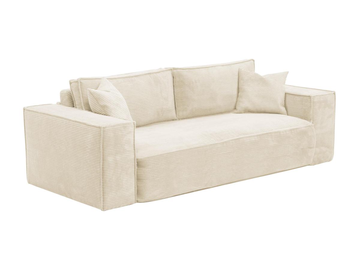 Sofa 4-Sitzer mit Matratze - Cord - Cremefarben - Liegefläche 160 cm - Matr günstig online kaufen