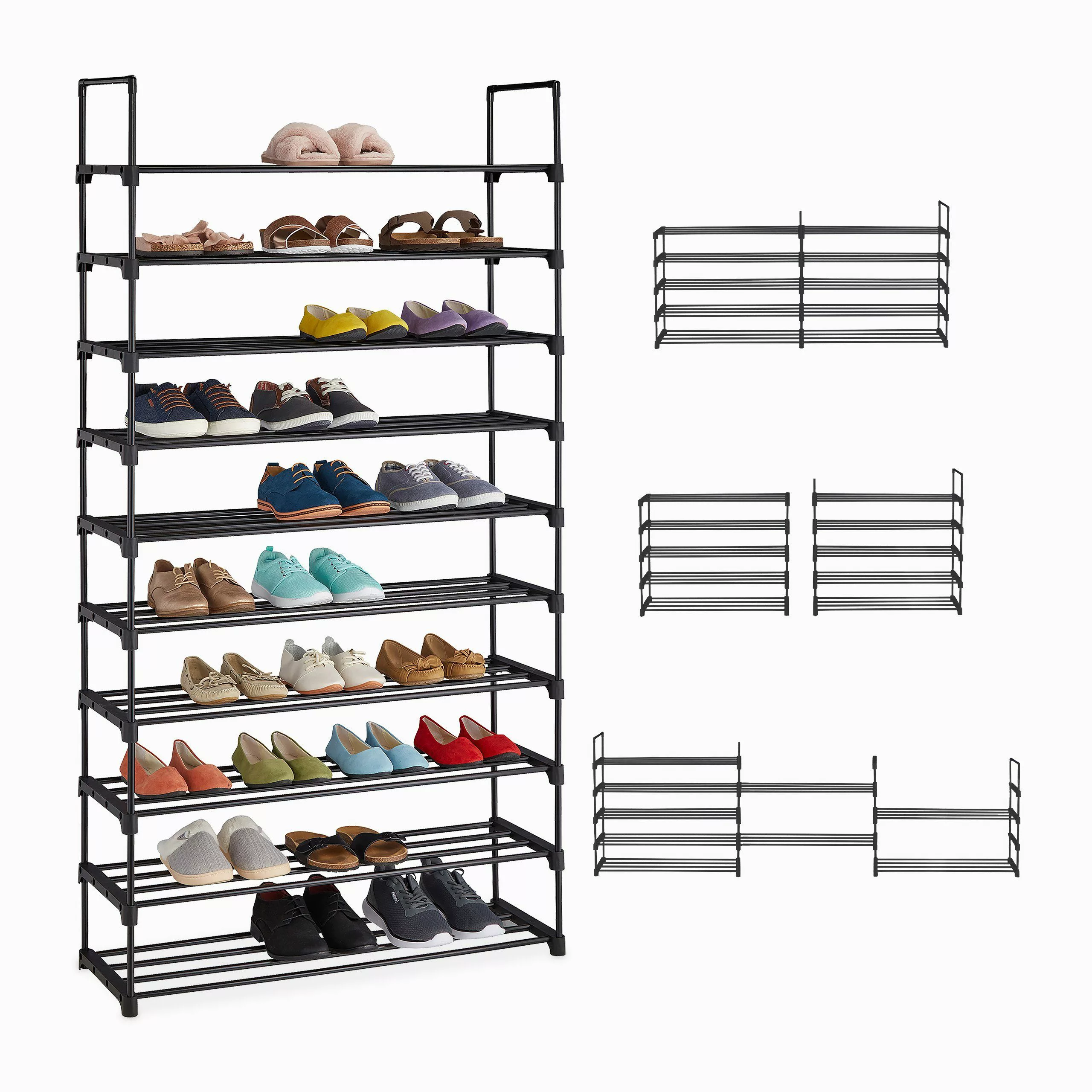 relaxdays Schuhregal XXL Schuhregal erweiterbar, Schwarz günstig online kaufen