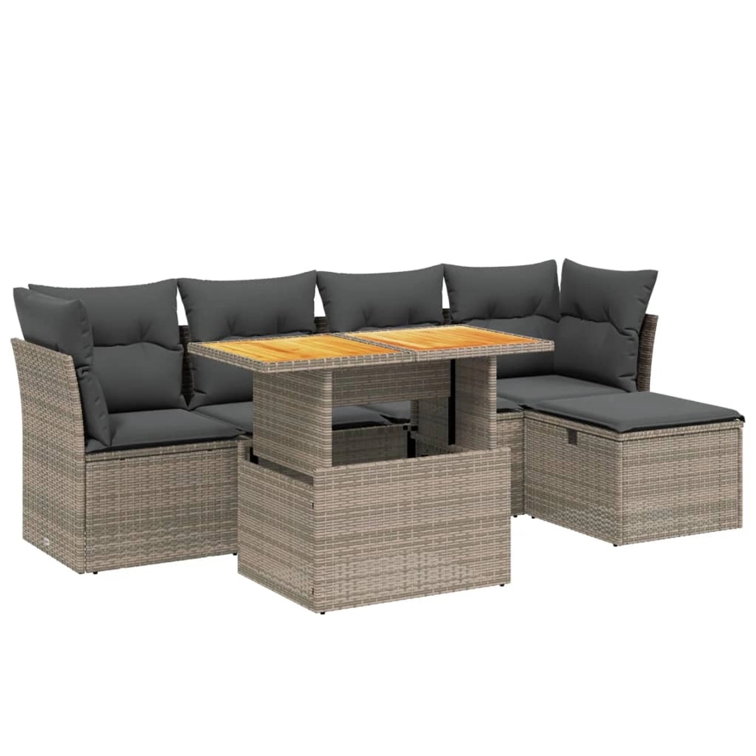 vidaXL 6-Tlg Garten-Sofagarnitur mit Kissen Grau Poly Rattan 3275468 günstig online kaufen