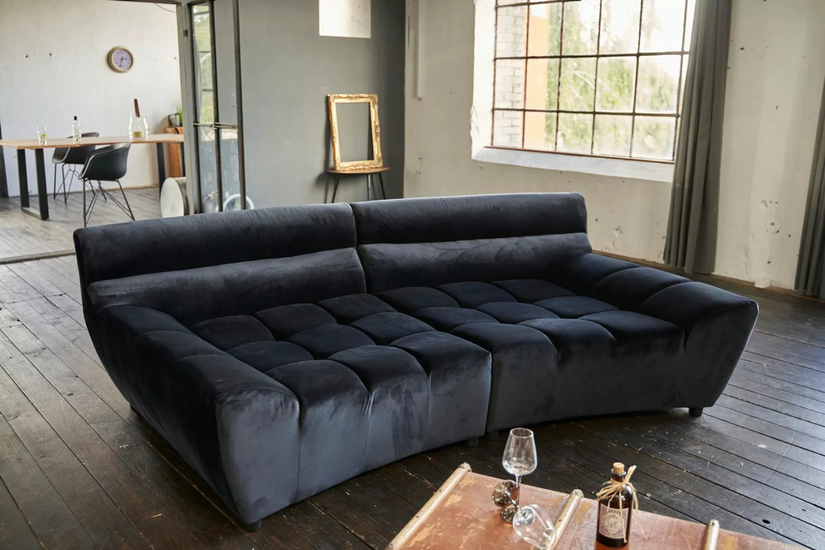 KAWOLA Sofa NERLA, Big Sofa Stoff Velvet verschiedene Farben günstig online kaufen