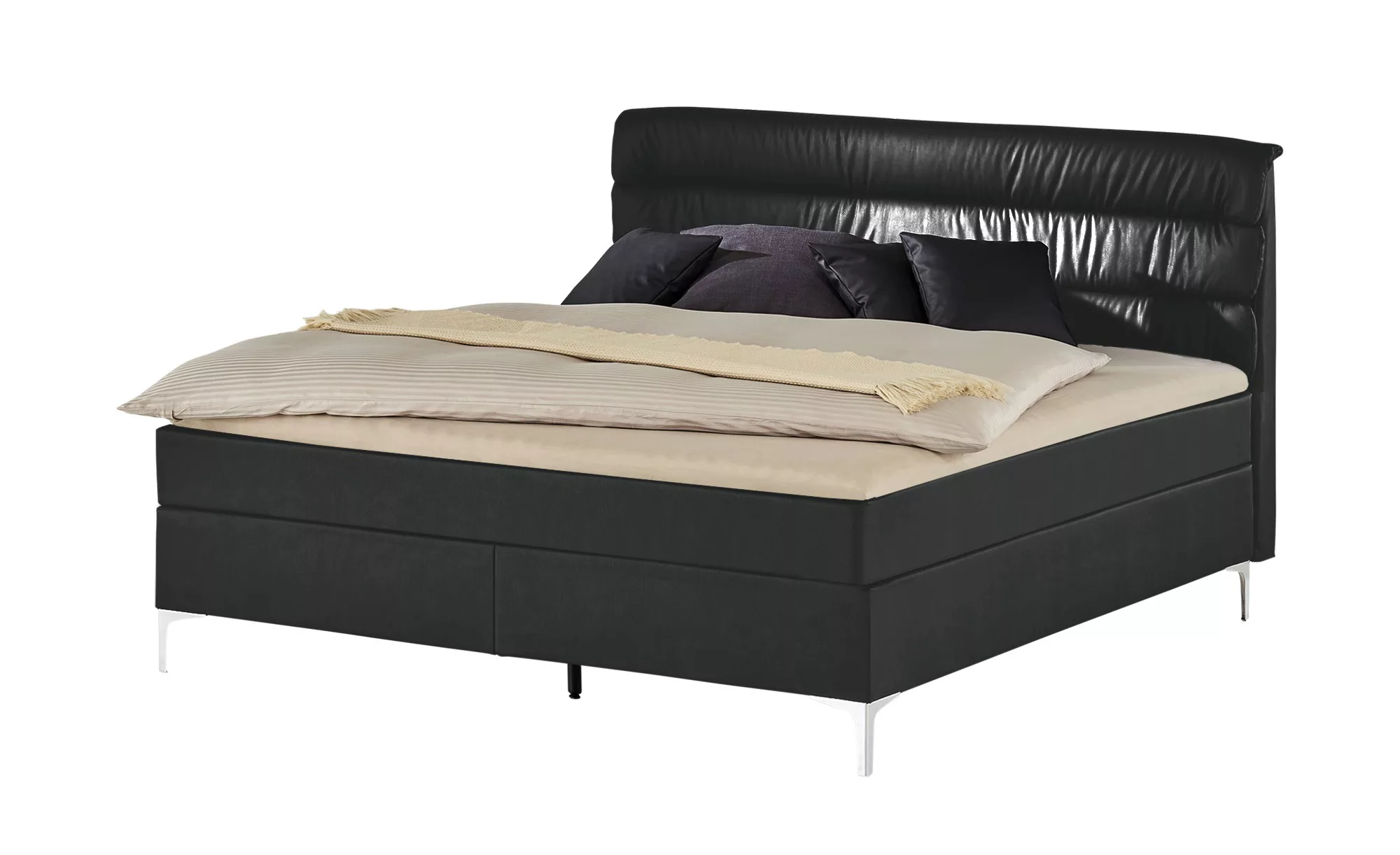 Boxspringbett  Lina ¦ schwarz ¦ Maße (cm): B: 148 H: 122 Betten > Einzelbet günstig online kaufen