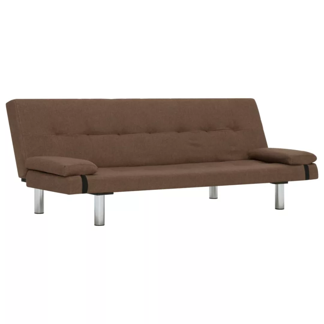 Schlafsofa Mit Zwei Kissen Braun Polyester günstig online kaufen