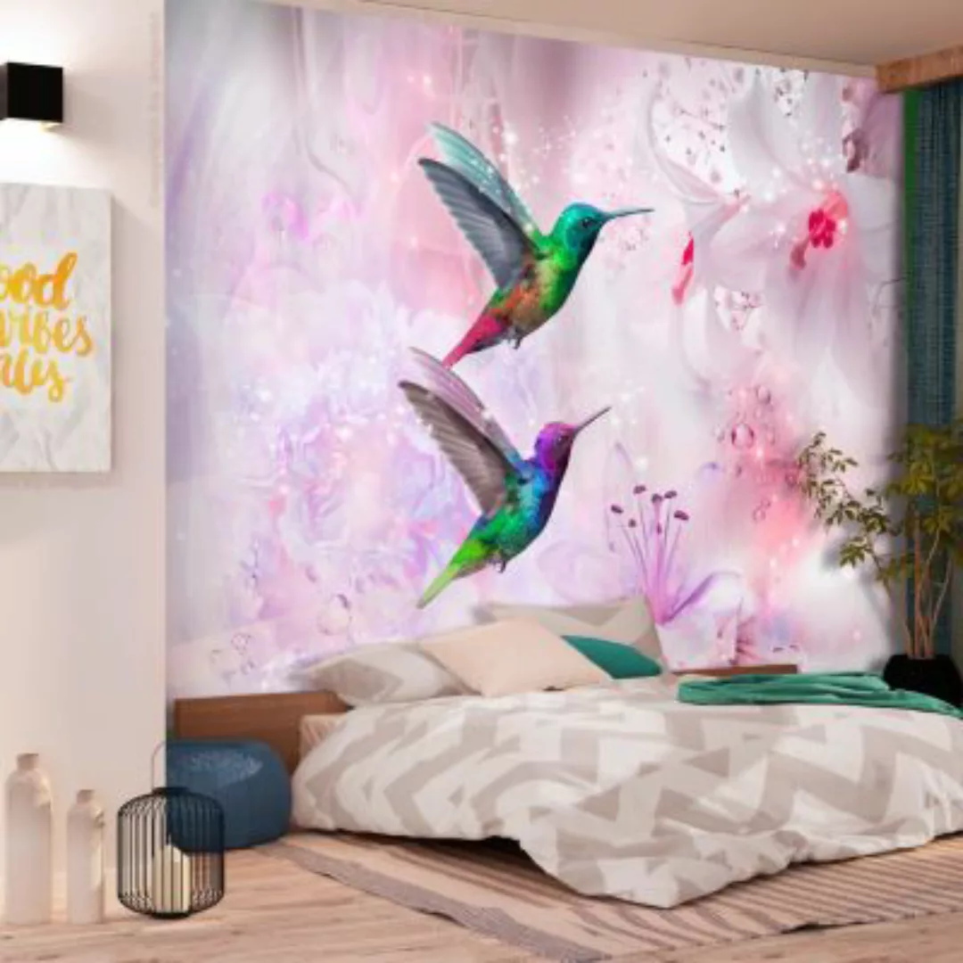 artgeist Fototapete Colourful Hummingbirds (Purple) mehrfarbig Gr. 300 x 21 günstig online kaufen