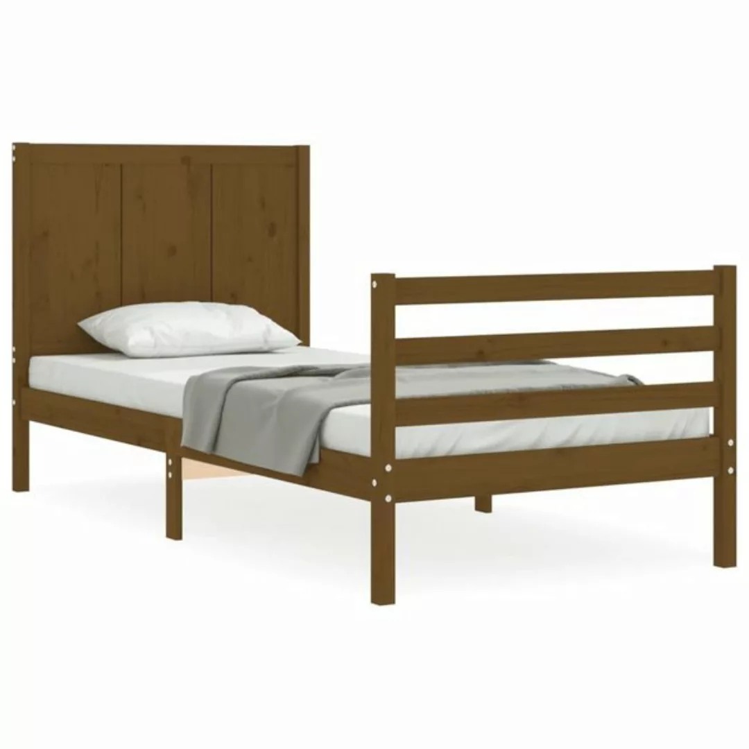 furnicato Bett Massivholzbett mit Kopfteil Honigbraun 90x200 cm günstig online kaufen