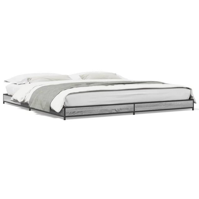 vidaXL Bett Bettgestell Braun Eichen-Optik 200x200 cm Holzwerkstoff Metall günstig online kaufen