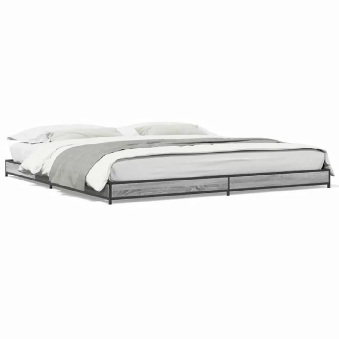 vidaXL Bett Bettgestell Braun Eichen-Optik 200x200 cm Holzwerkstoff Metall günstig online kaufen