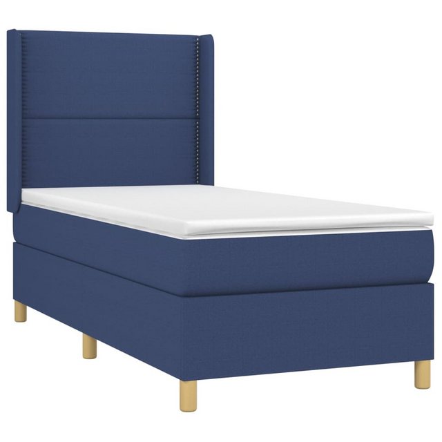 vidaXL Bett Boxspringbett mit Matratze & LED Blau 90x190 cm Stoff günstig online kaufen