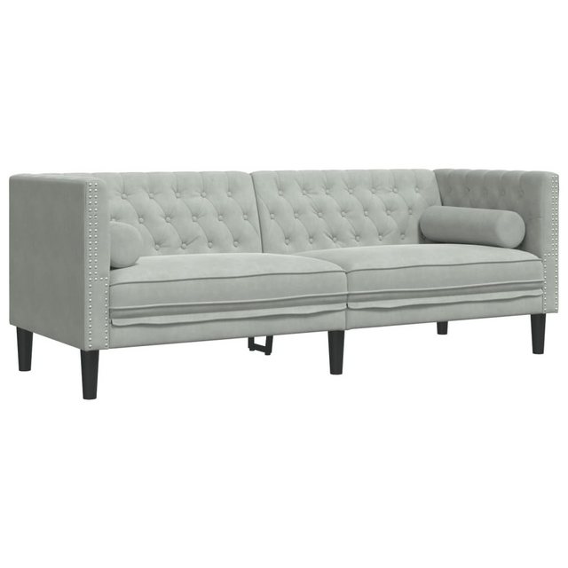 vidaXL Sofa Chesterfield-Sofa mit Nackenrollen 3-Sitzer Hellgrau Samt günstig online kaufen