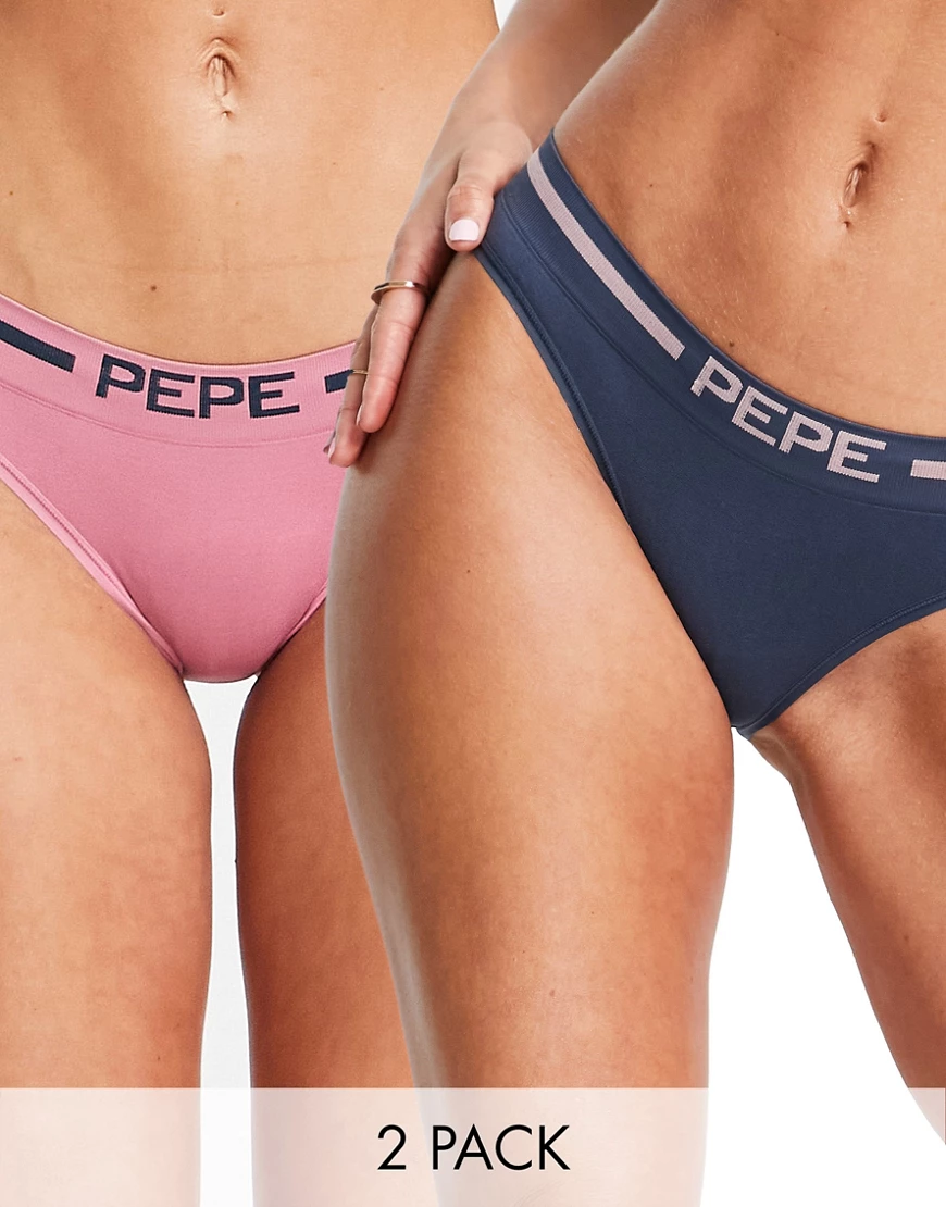 Pepe Jeans – Kerry – 2er-Pack Slips in Marine und verwaschenem Beerenrosa-M günstig online kaufen
