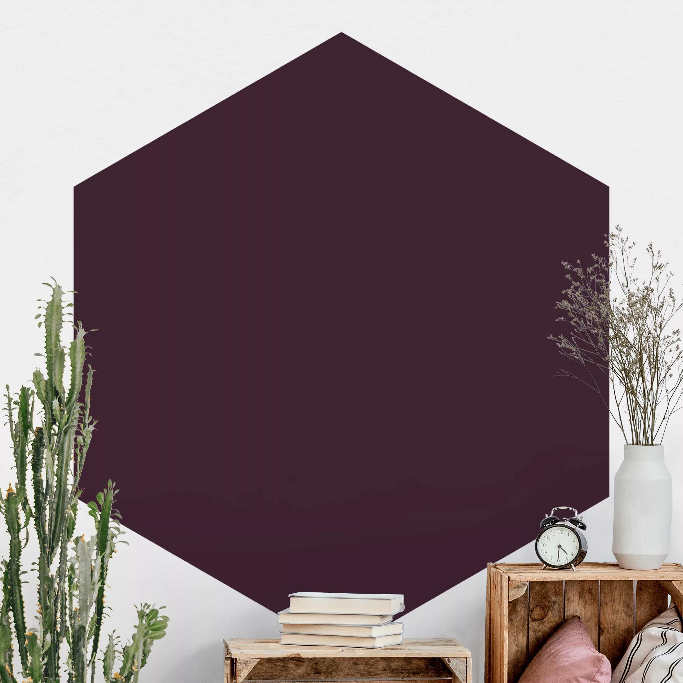Hexagon Unitapete selbstklebend Aubergine günstig online kaufen