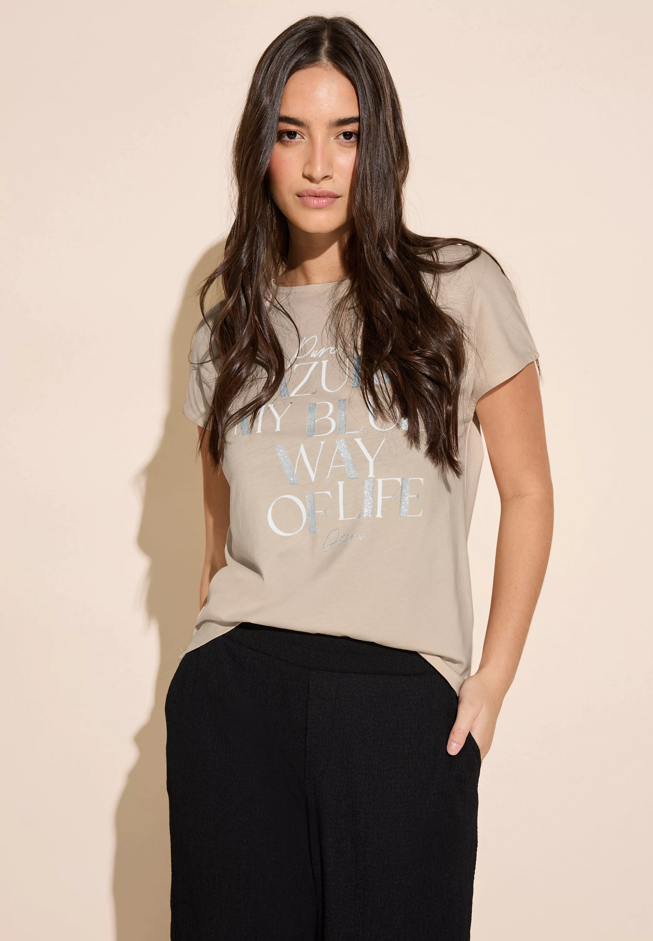 STREET ONE Print-Shirt mit Glitzer-Wording-Print günstig online kaufen