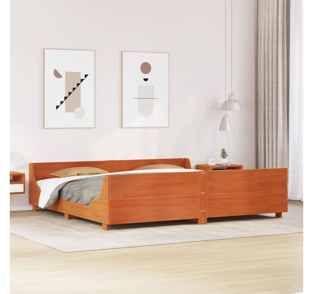 vidaXL Bett, Massivholzbett ohne Matratze Wachsbraun 180x200 Kiefernholz günstig online kaufen