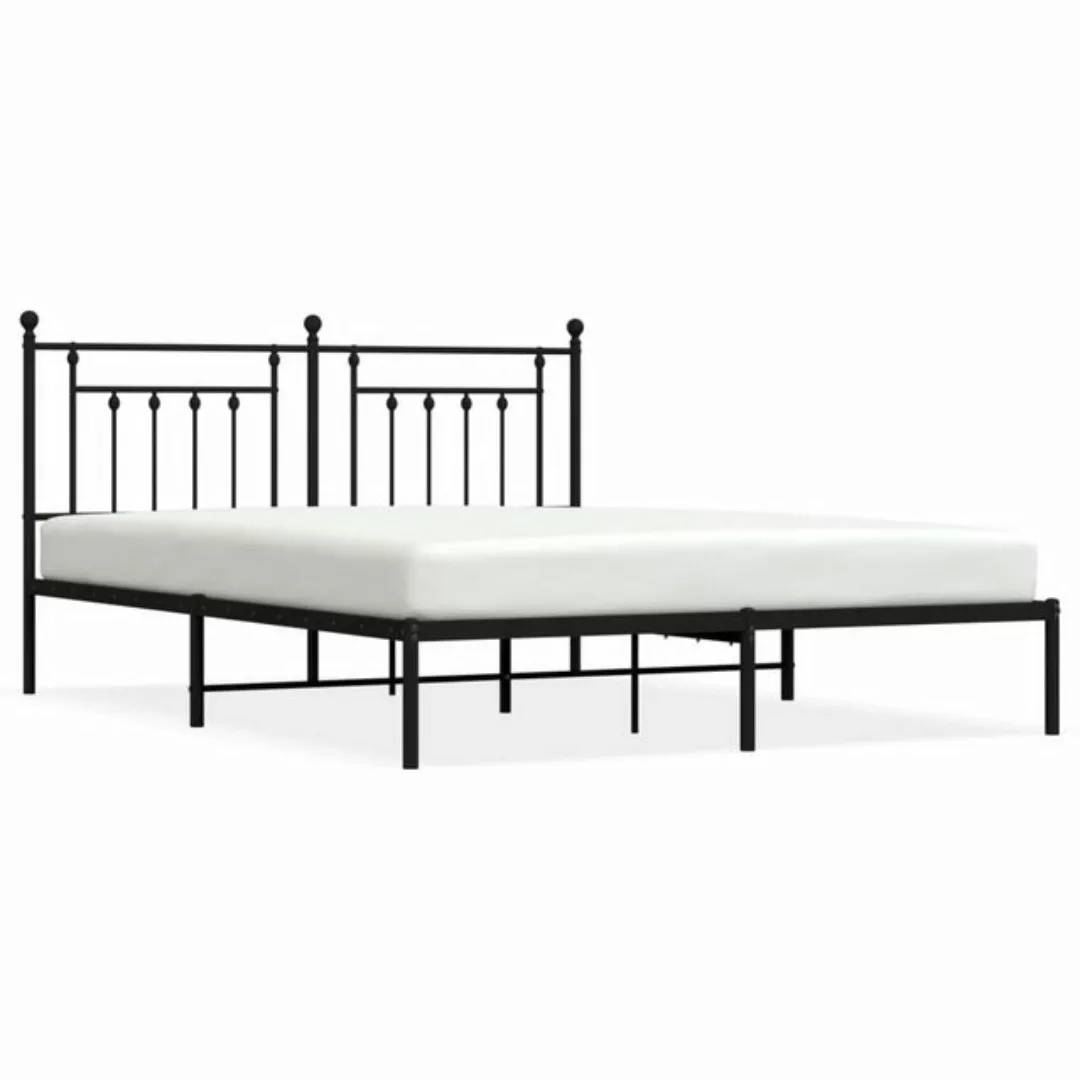 furnicato Bett Bettgestell mit Kopfteil Metall Schwarz 160x200 cm günstig online kaufen