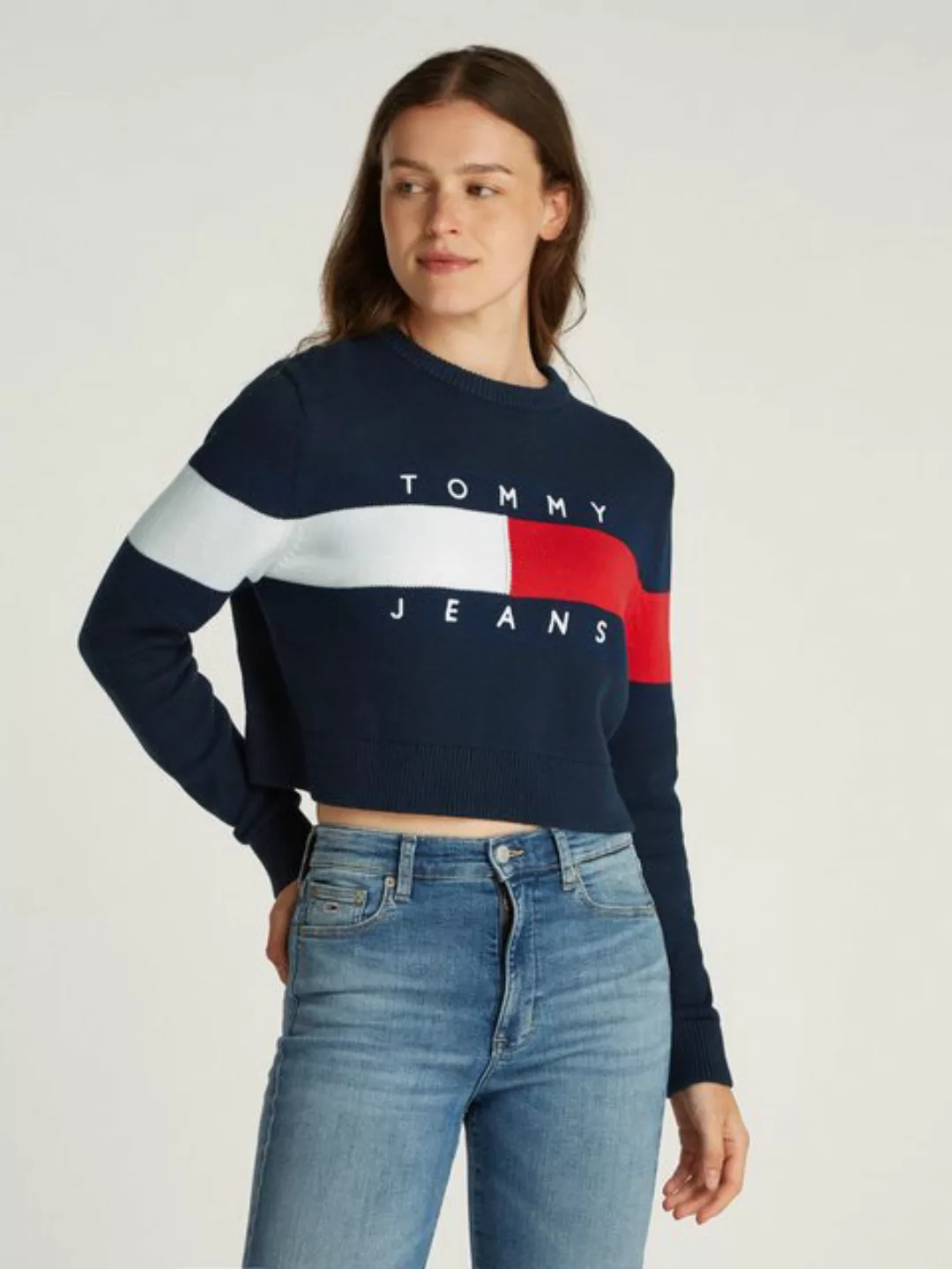 Tommy Jeans Strickpullover TJW CENTER FLAG SWEATER EXT mit Logo-Flag günstig online kaufen