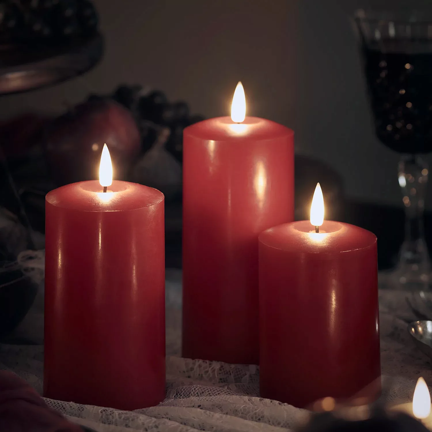 TruGlow® LED Kerzen Trio rot günstig online kaufen