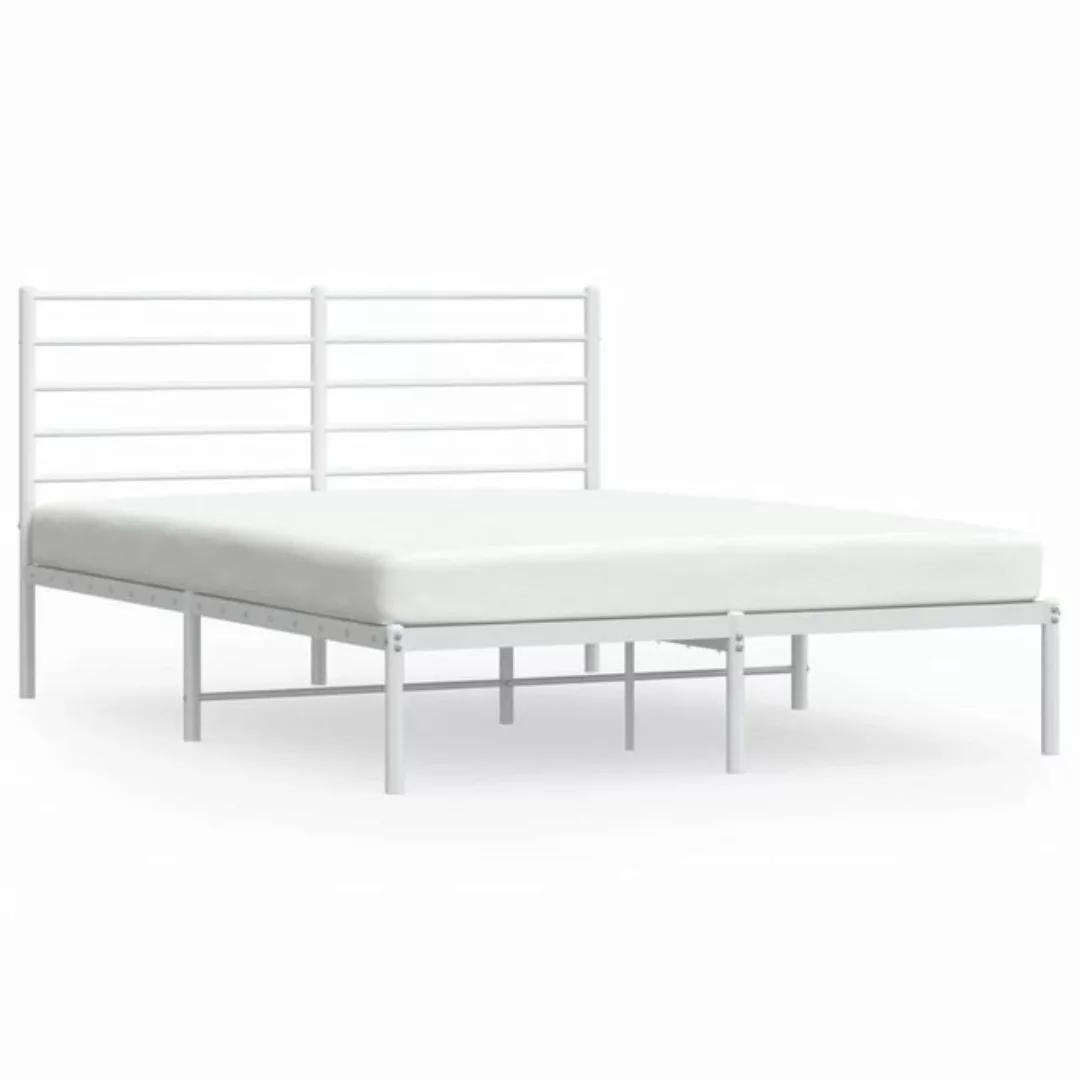 furnicato Bett Bettgestell mit Kopfteil Metall Weiß 120x200 cm günstig online kaufen