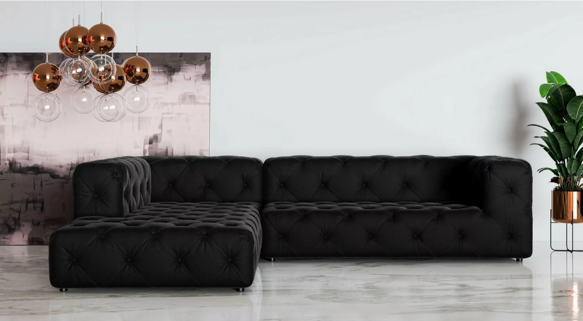 Places of Style Ecksofa FOLLINA, L-Form, mit klassischer Chesterfield-Knopf günstig online kaufen