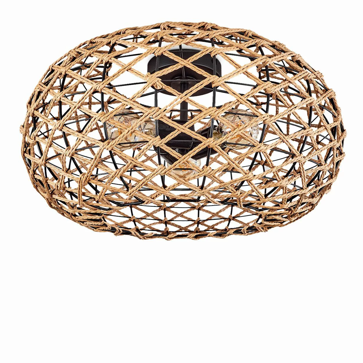 hofstein Deckenleuchte moderne Deckenlampe aus Holz/Rattan/Metall günstig online kaufen