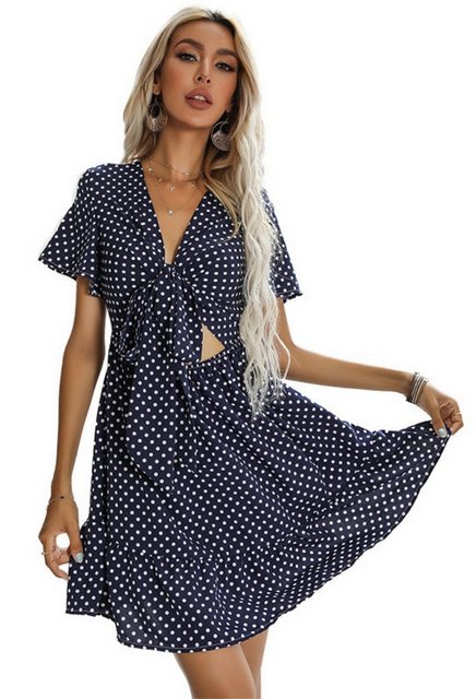 SEGUEN Sommerkleid Sommerliches Kleid mit ausgehöhlten Polka Dots (Lässiges günstig online kaufen