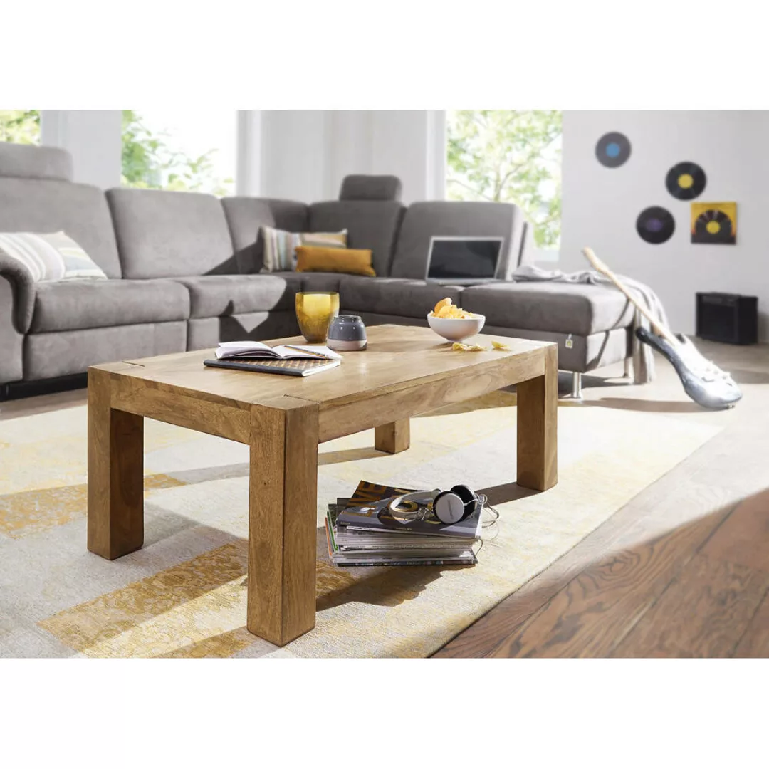 Couchtisch Massiv-Holz Akazie 110cm, Natur, Landhaus-Stil B/H/T ca. 110/40/ günstig online kaufen