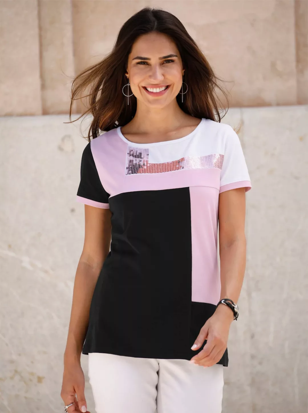Classic Basics Paillettenshirt "Rundhals-Shirt" günstig online kaufen