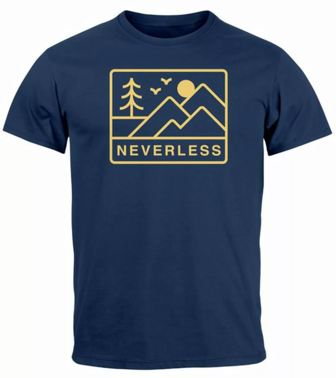 Neverless Print-Shirt Herren T-Shirt Outdoor Grafik Line Art Berge Natur Mä günstig online kaufen