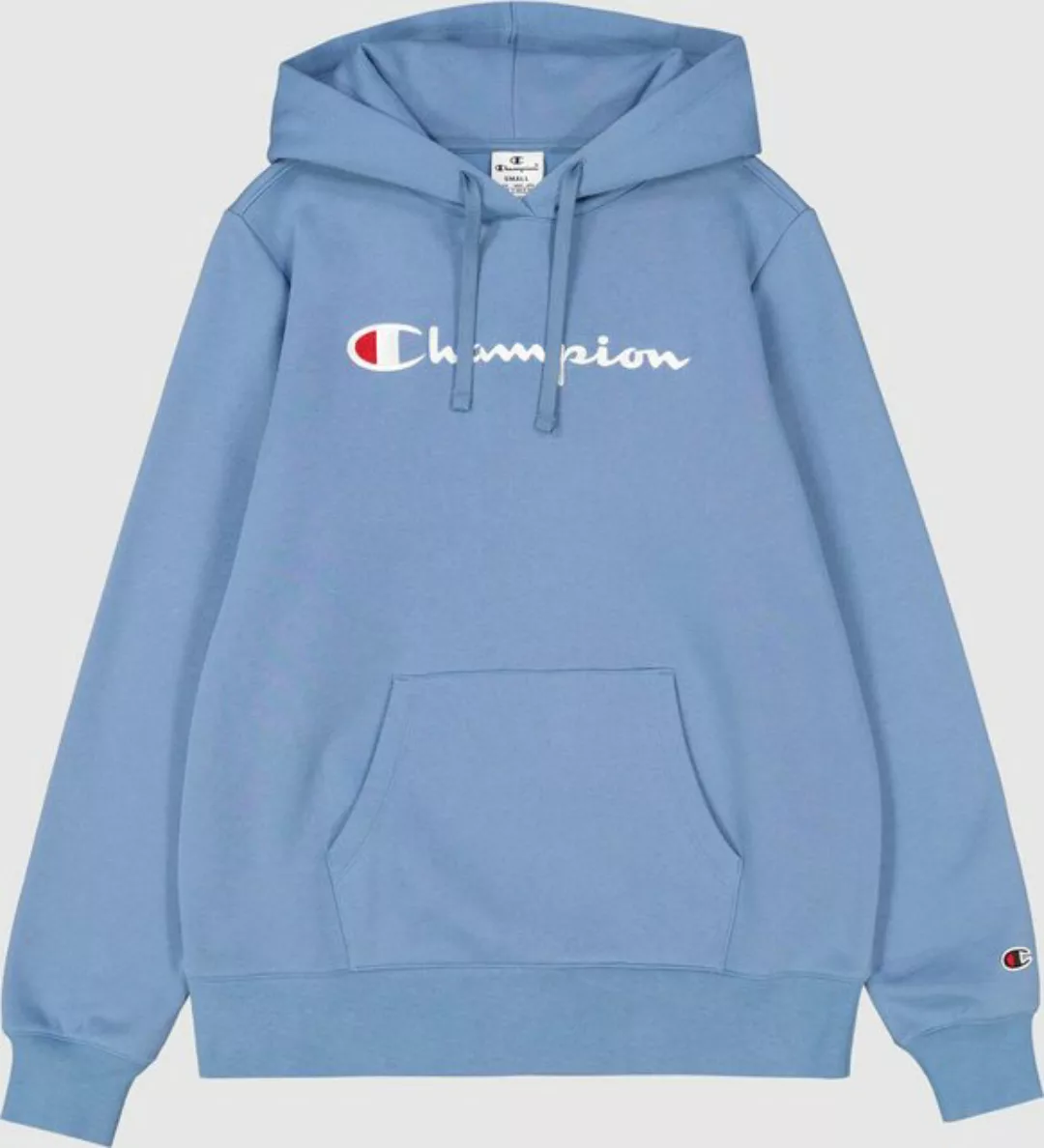 Champion Kapuzensweatshirt Damen Slim Fit Hoodie mit großem Logo - Hellblau günstig online kaufen