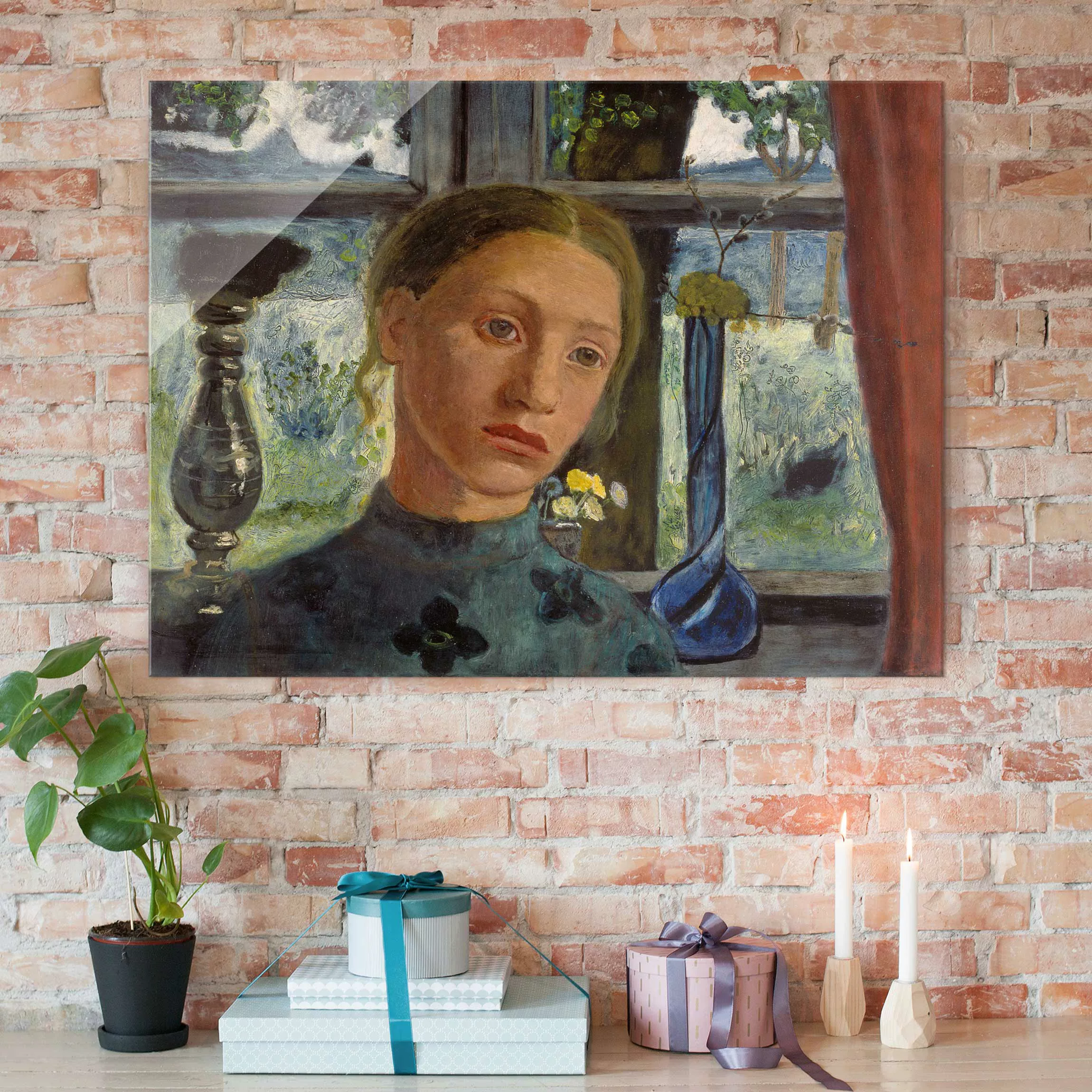 Glasbild Kunstdruck - Hochformat Paula Modersohn-Becker - Mädchen mit Puppe günstig online kaufen