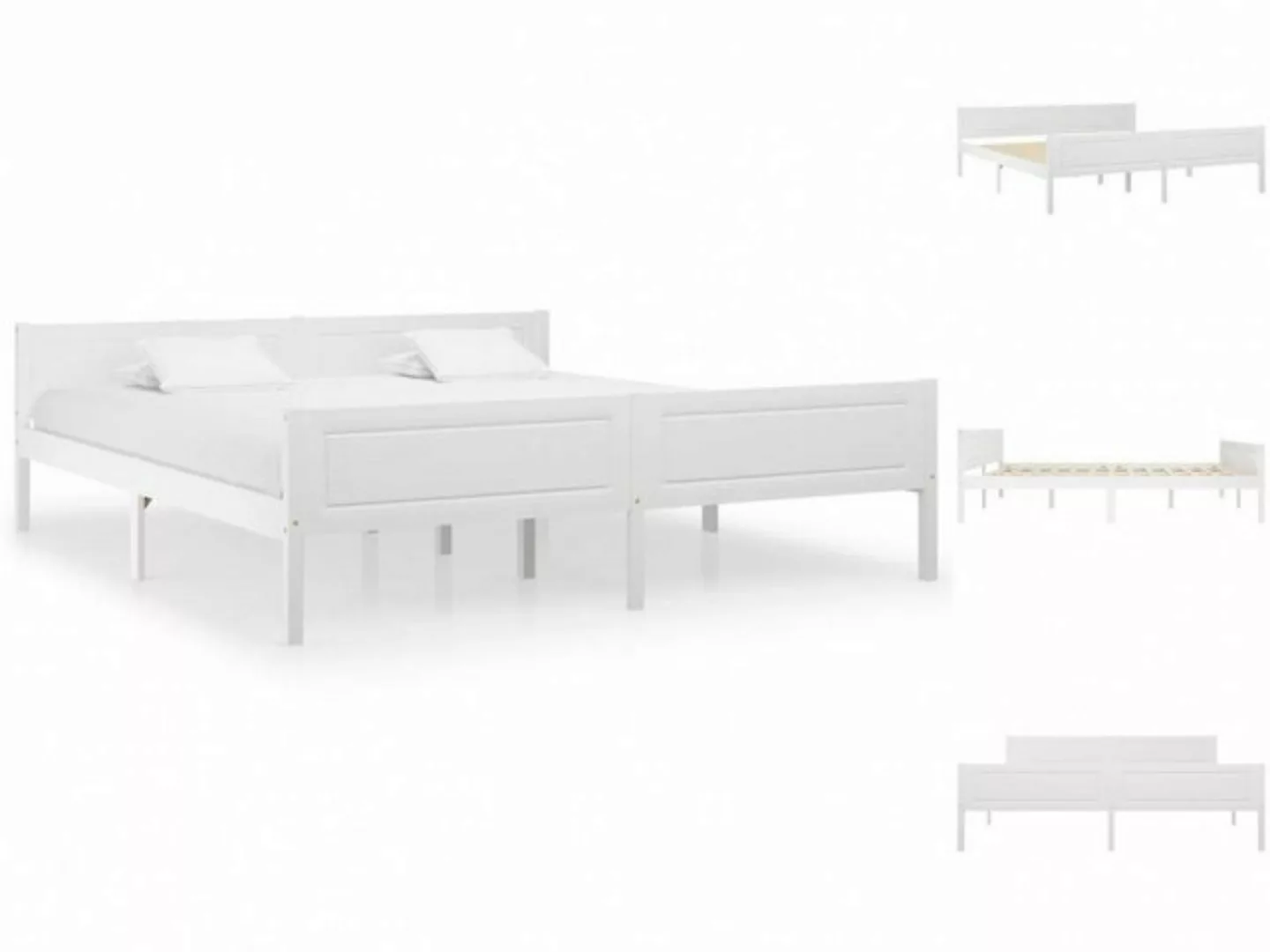 vidaXL Bettgestell Massivholzbett Kiefer Weiß 180x200 cm Doppelbett Bett Be günstig online kaufen