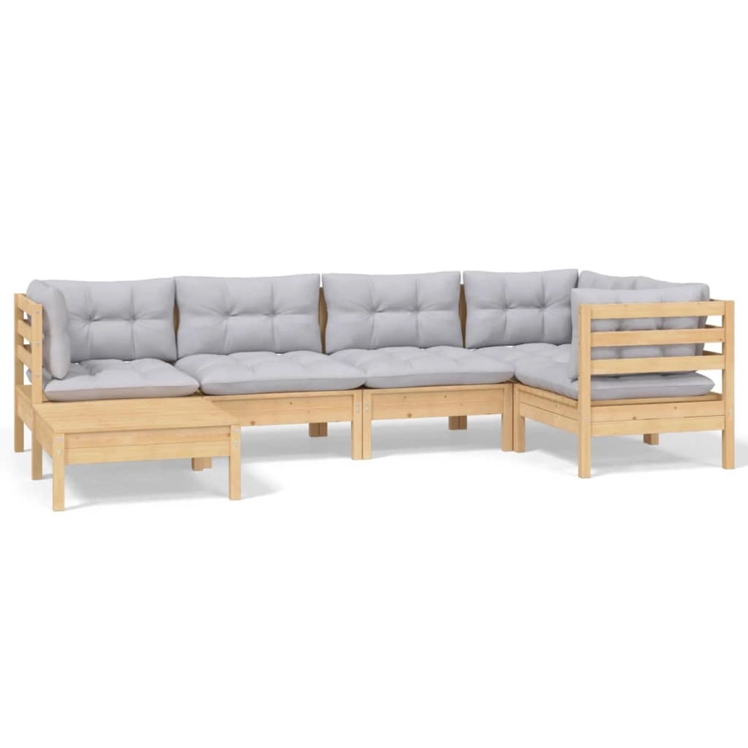 vidaXL 6-tlg Garten-Lounge-Set mit Grauen Kissen Kiefer Massivholz Modell 5 günstig online kaufen