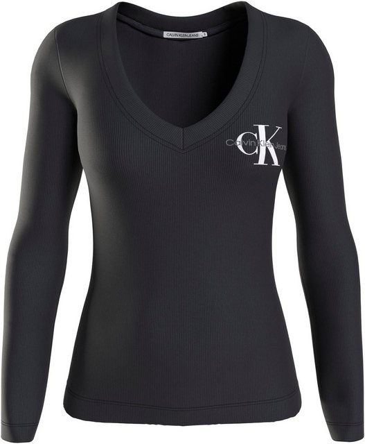 Calvin Klein Jeans Langarmshirt RIB V-NECK MONOLOGO LONG SLEEVE günstig online kaufen