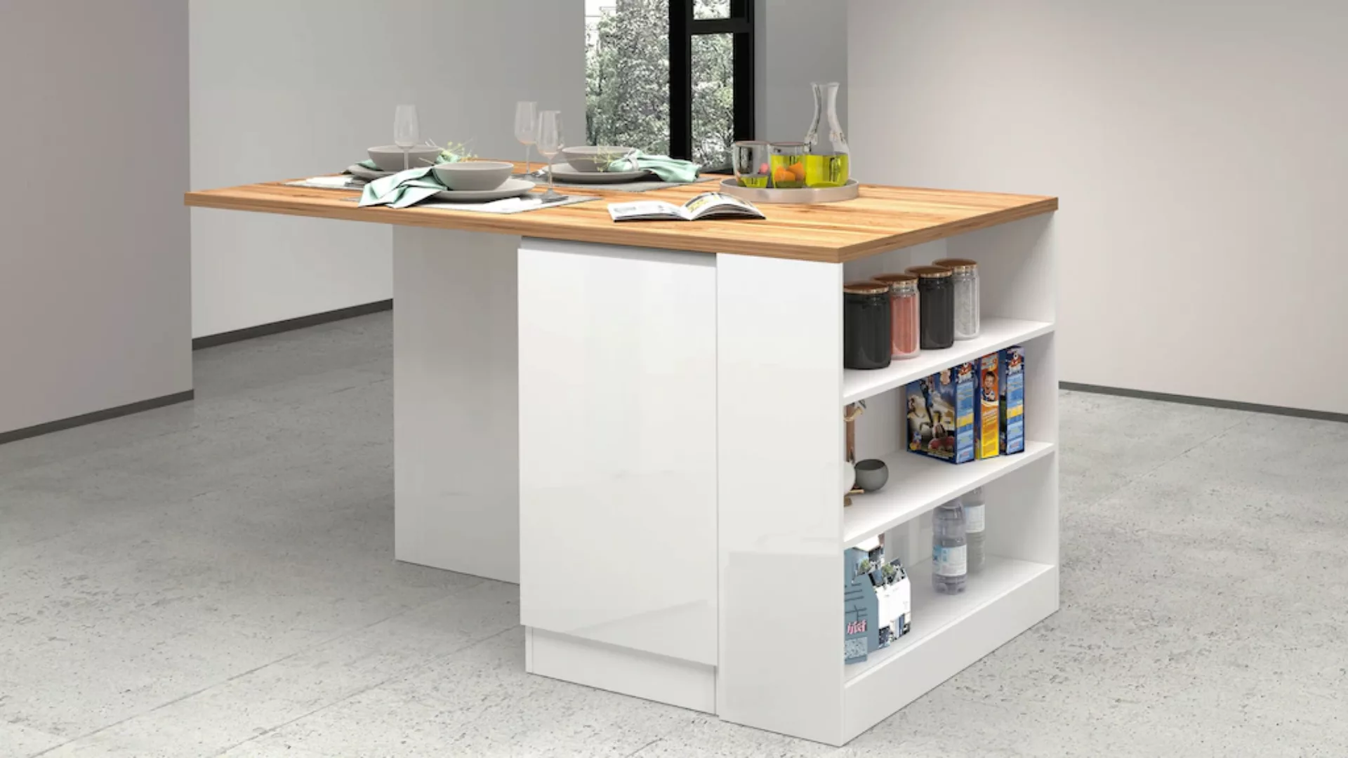 Kochstation Kücheninsel »KS-Sole«, Breite 160 cm, 2 Türen, 4 offene Fächer günstig online kaufen