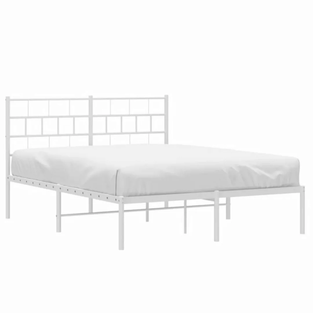 furnicato Bettgestell mit Kopfteil Metall Weiß 135x190 cm (1-tlg) günstig online kaufen