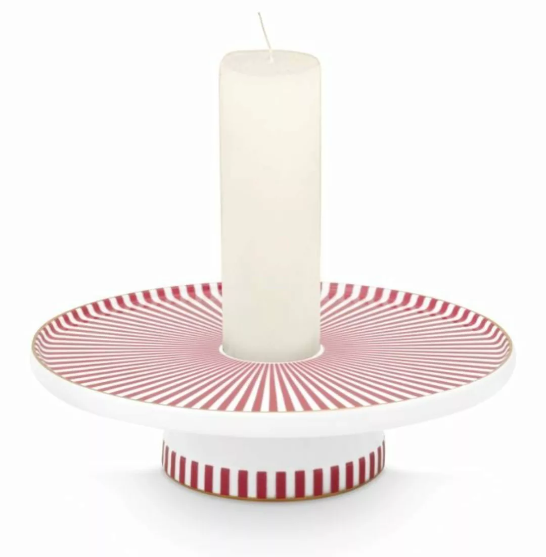PIP STUDIO Royal Royal Stripes Kerzenhalter dark pink 14 cm (pink) günstig online kaufen