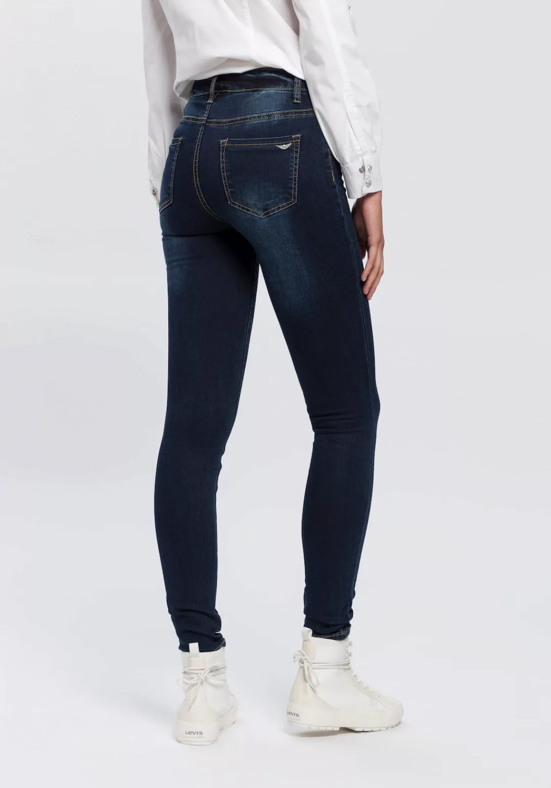 Arizona Skinny-fit-Jeans "Ultra Stretch", skinny-fit, mit Used-Look-Crinkle günstig online kaufen