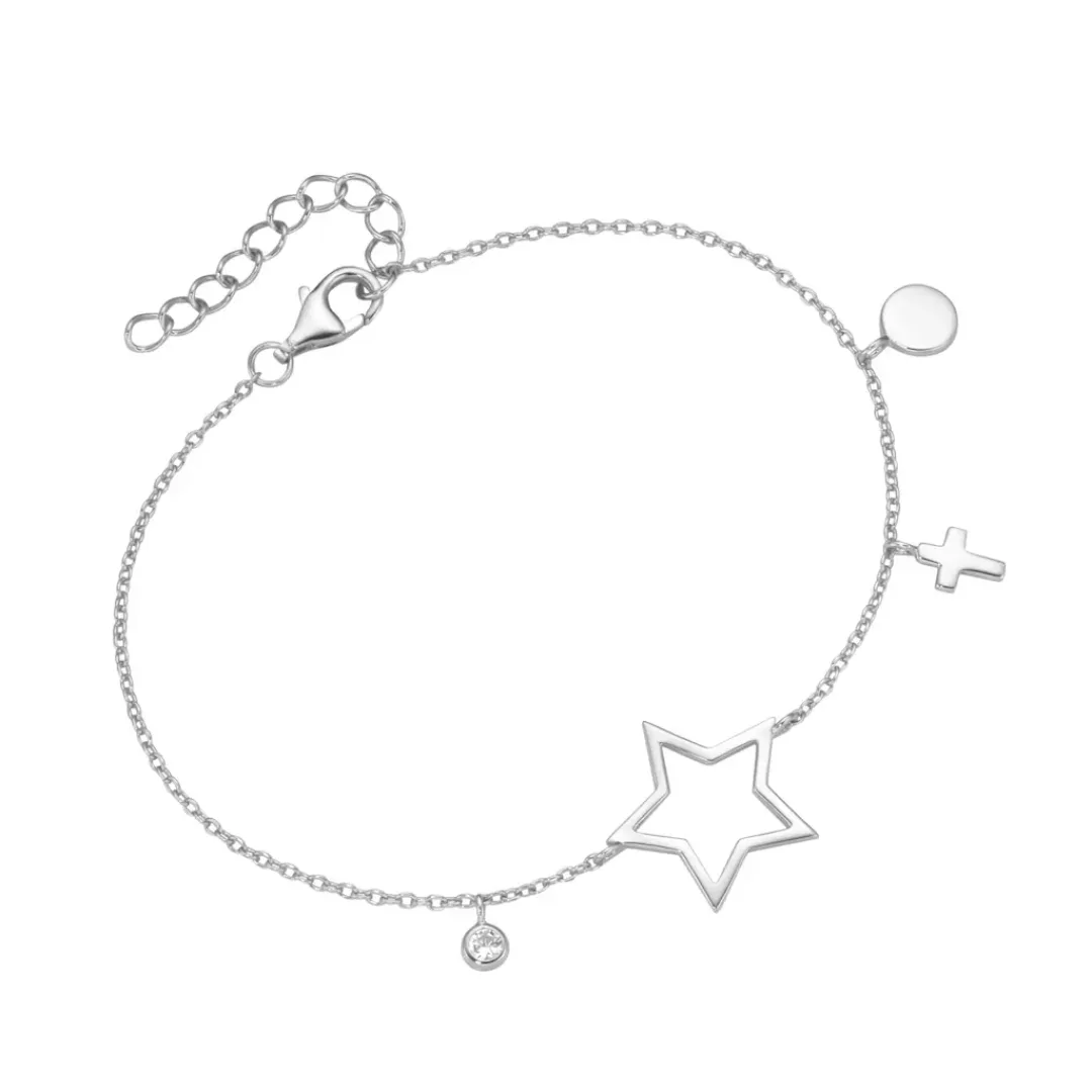 Smart Jewel Armband "mit Stern, Kreuz, Plättchen, Zirkonia, Silber 925" günstig online kaufen