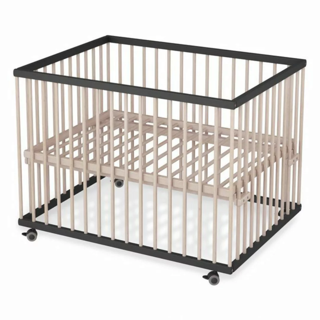 Sämann Babybett Laufgitter 75x100 cm mit Lattenrost schwarz/natur Premium K günstig online kaufen