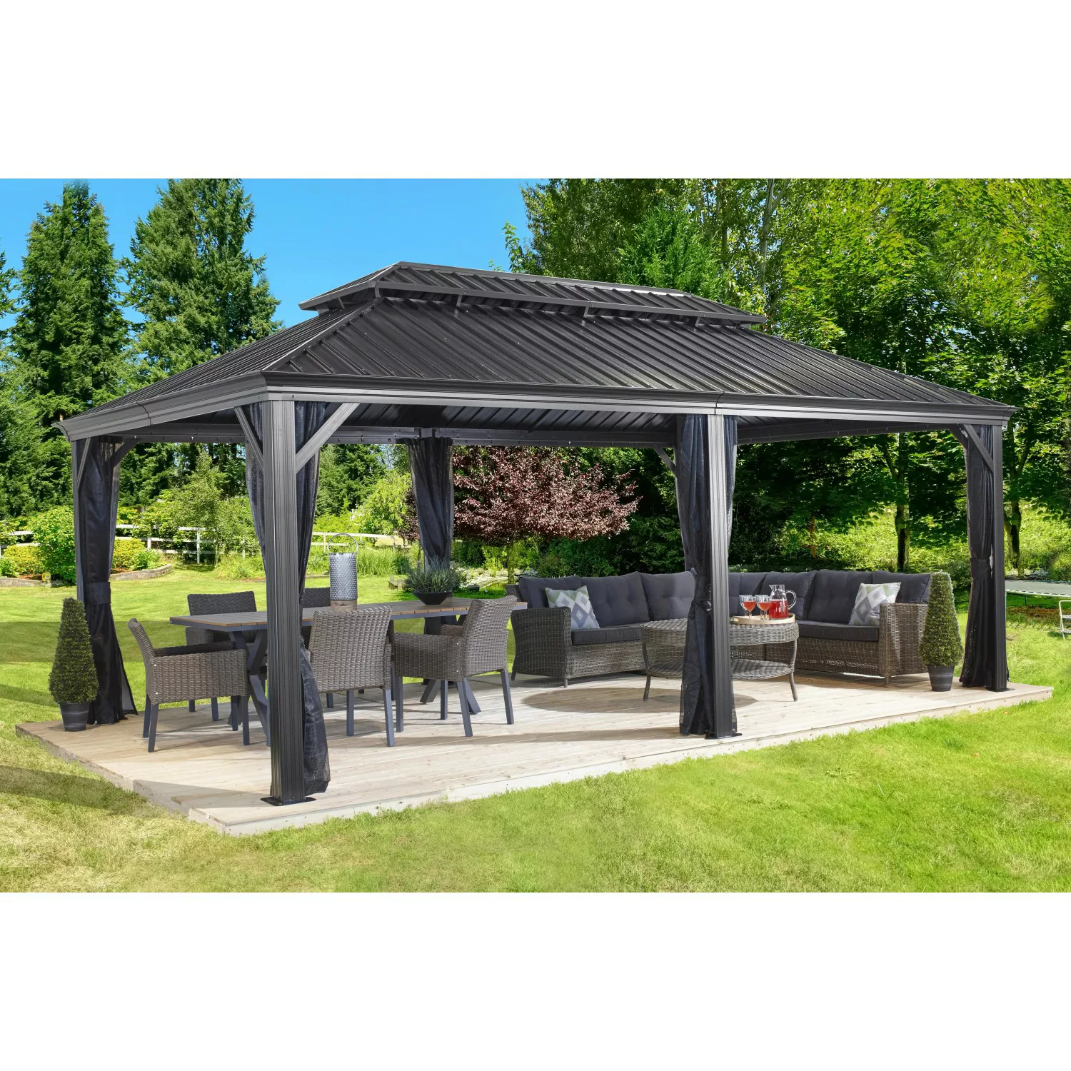 Sojag Aluminium Pavillon Messina 12 x 20 Anthrazit 363 cm x 598 cm x 307 cm günstig online kaufen