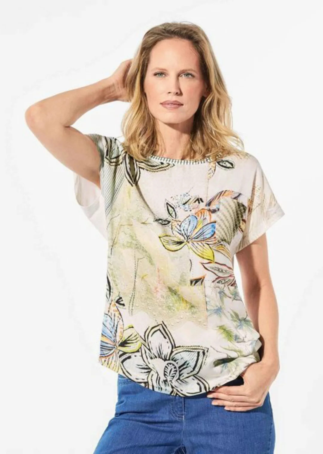 GOLDNER Print-Shirt Blusenshirt mit floralem Dessin günstig online kaufen