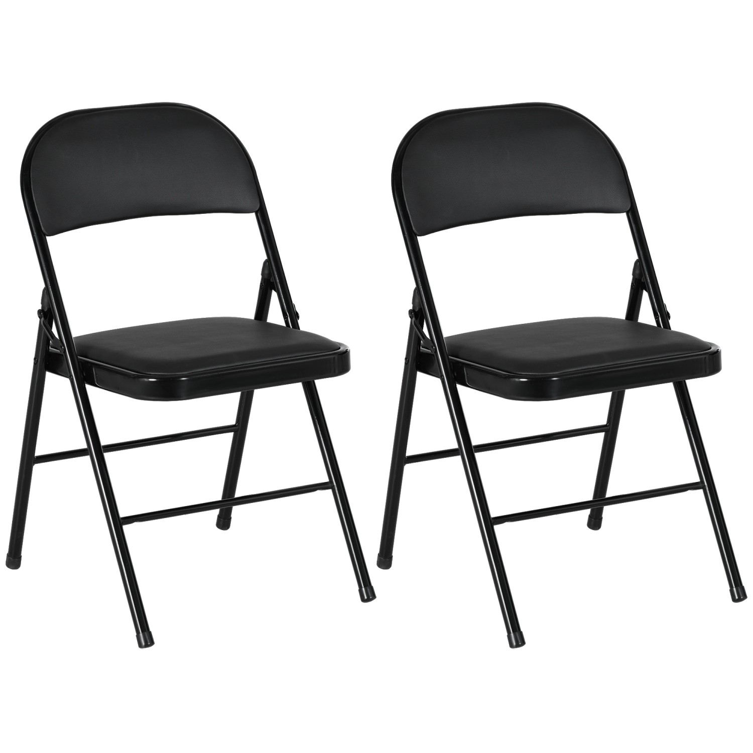 HOMCOM 2er-Set Klappstühle Tragbar mit Kissen Stahlbeine Kunstleder günstig online kaufen