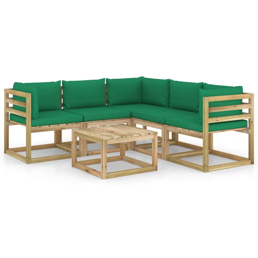 6-tlg. Garten-lounge-set Mit Grünen Kissen günstig online kaufen