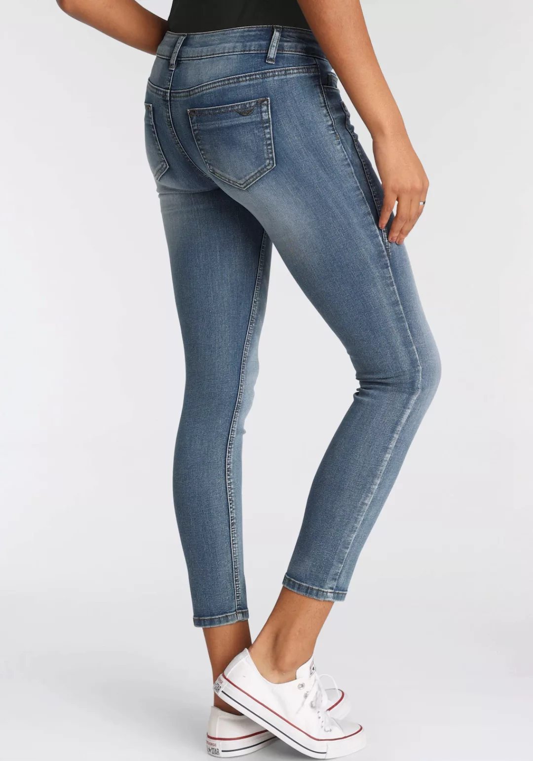 Arizona 7/8-Jeans mit Keileinsätzen extra-enger Schnitt, Used-Look-Waschung günstig online kaufen