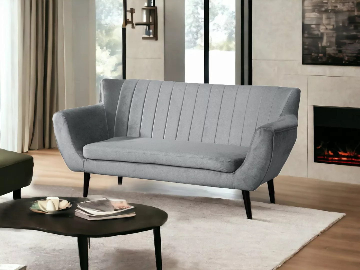 Compleo 2-Sitzer Sofa mit hohen Beinen, Velours-Sofa TULIO, Breite: 160, Ko günstig online kaufen