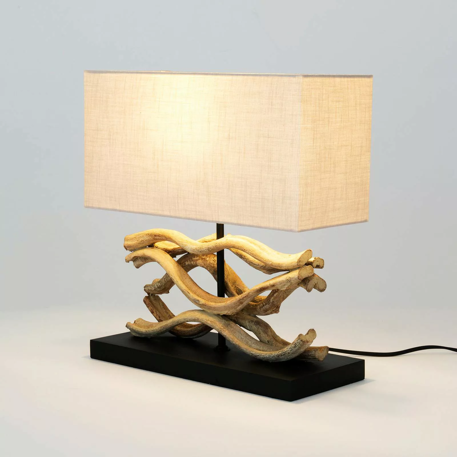 Tischleuchte Panarea, holzfarben/beige, Höhe 42 cm, Holz günstig online kaufen